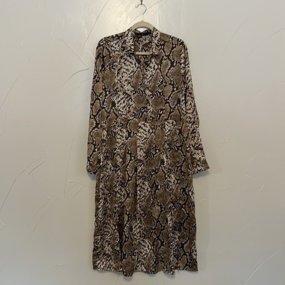 Hazel Hazel Hazel Brown Snake Print Dress L